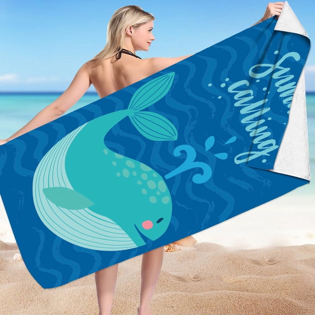 TopLLC Microfiber Beach Towel, Oversized Cute Animal Pattern Sand-Free Beach Towel, Thin Lightweight Absorbent Quick Dry Pool Towels Soft Breathable Travel Bath Towel for Adults Kids(30"x59")