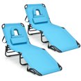 thumbnail image 1 of Costway Lot de 2 Chaises Longues de Plage avec Ouverture pour le Visage, Coussins et Dossier Réglable Turquoise, 1 of 1