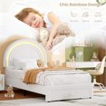 thumbnail image 3 of Eastvita White Twin LED Upholstered Princess Platform Bed with Rainbow Headboard Storage Drawer - No Box Spring Easy Assembly Cute Practical, 3 of 6