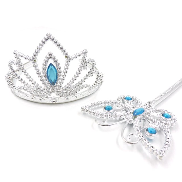 Girls Princess Crown Lovely Shiny Rhinestone Dress up Crown with Princess Wand
