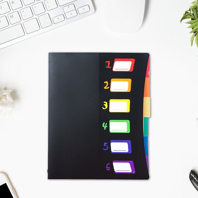 Fridja Home Essentials 6 Grids Rainbows Classification organ Pack office Data Storage Folder A4 Paper File organizer with Elastic Buckle Closure for Home School offices