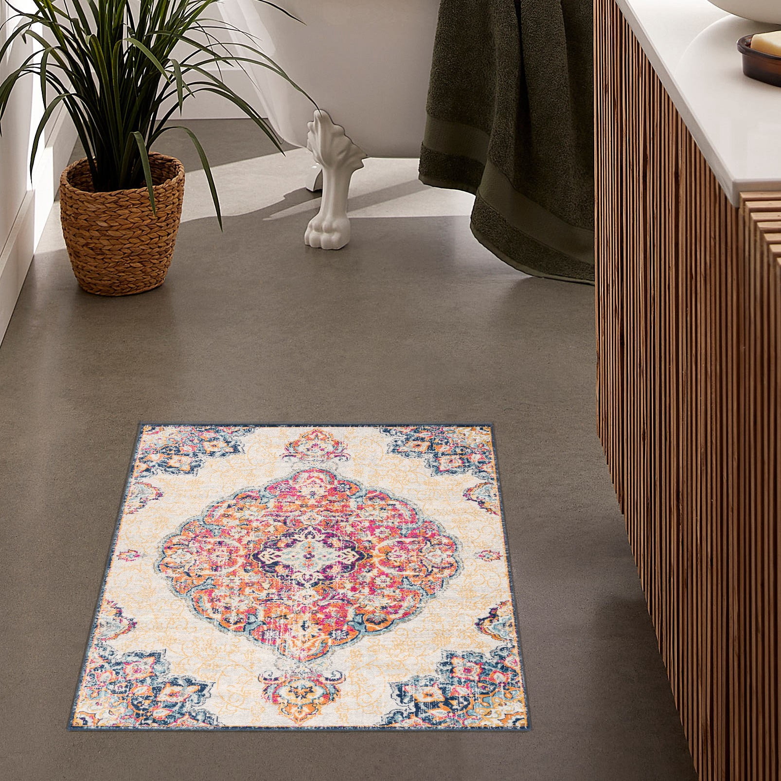 Rug Branch Savannah 2' x 7' (Exact Size: 2'3" x 7') South-Western Indoor Runner Rug, Beige Rust, Modern - Entryway, Hallway, Bathroom, and Kitchen