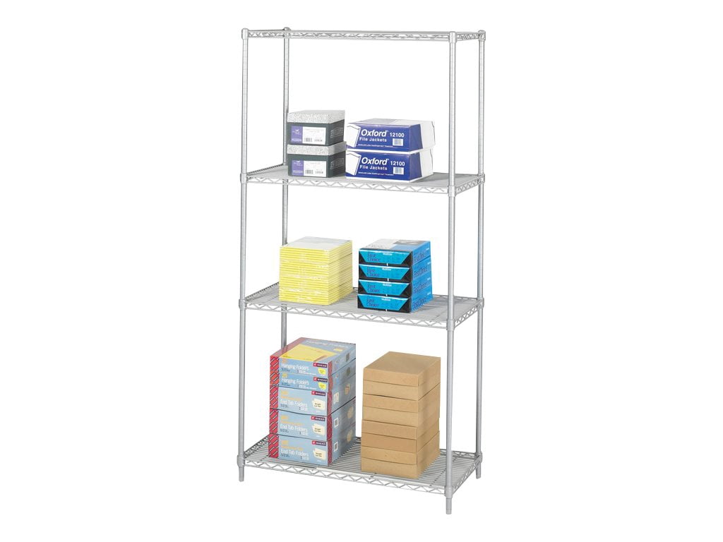 Safco Industrial - Étagère - 4 Tablettes - Acier Revêtu de Poudre - Gris Métallique