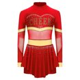 thumbnail image 3 of iiniim Enfants Filles Paillettes Uniforme de Cheerleading Tenue de Cheerleader Robe de Danse Scintillante Justaucorps Performance Tenue de Danse Rouge 6, 3 of 7