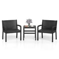 thumbnail image 2 of Costway 3 Piece Patio Furniture Set with 2 Modern Rattan Armchair & 25" Squire Side Table Black, 2 of 10