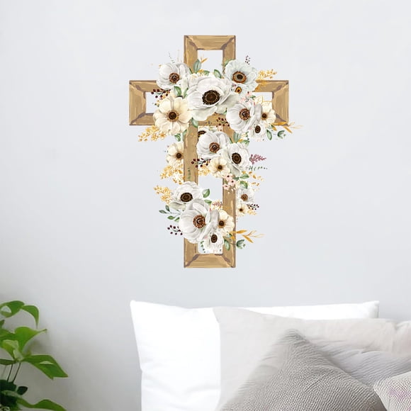 Birdeem Easter Decorations for the Home, Easter Decorations Outdoor, Wall Stickers Easter Crosses Window Decoration Stickers Plants Flowers Festivals Refrigerator Stickers, Flowers for Decoration