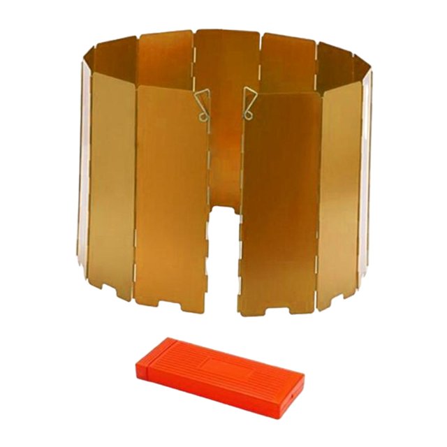 Almencla Pare-Vent de Poêle de Camping Pliable Compact Protection contre le Vent pour Cuisinière BBQ Randonnée Or