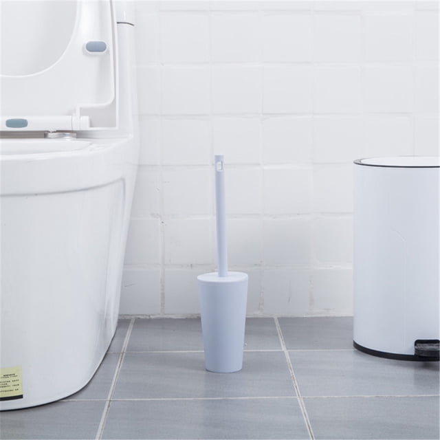 Toilet Bowl Brush Holder Set, Bathroom Deep Cleaning Toilet Cleaner Scrubber Under Rim with Curved Bristle for Dead Corner Clean,Hidden Rv Toilet Decorative Accessories with Caddy