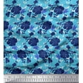 thumbnail image 1 of Soimoi Blue Velvet Fabric Leaves,Insect & Floral Artistic Print Sewing Fabric BTY 58 Inch Wide, 1 of 3