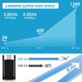 thumbnail image 4 of 1300Mbps Wireless USB WiFi Adapter for PC - 2.4GHz/5GHz Dual Band Adapter for Desktop Compatible with Windows XP/Vista/7/8/10 Operating System, 4 of 8