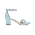 thumbnail image 3 of BLISSFUL STEP Women's Shoes Open Toe Mid Block Heel Ankle Strap Faux Suede Sandals Sky Blue 7.5, 3 of 7