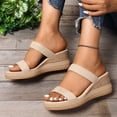 thumbnail image 4 of Dakaela Sandales pour Femmes Confortables à Plateforme Compensée Espadrilles à Bout Ouvert pour la Marche à Enfiler Beige 9, 4 of 9