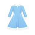 thumbnail image 2 of Robe Fille Col Blanc Velours Manches Longues Robe Évasée Bleue 4 Ans, 2 of 6