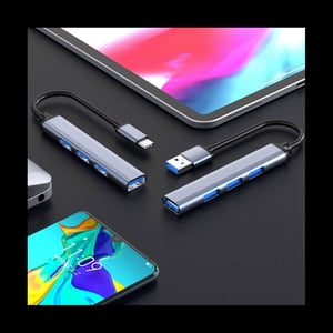 4 Ports USB Hub Splitter Multi Hub Type C to USB 3.0 Adapter USB Several Ports Power Adapter,1 x 4-port Type C splitter,Gray