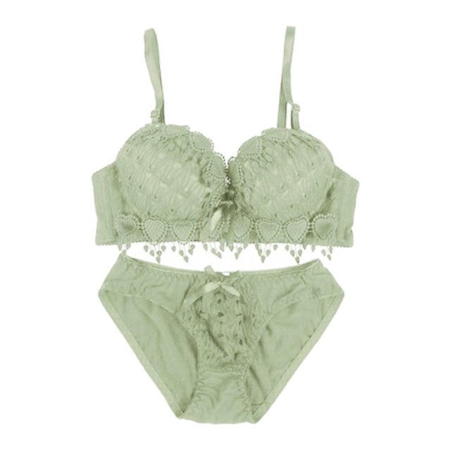 Green Bra Set Women' Flowers Brassiere And , Breathable, , 85B