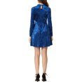 thumbnail image 3 of INSPIRE CHIC Robe pour Femme Velours Col Ras du Cou Manches Longues Taille Haute Ligne A Mini Robes L Bleu Royal, 3 of 5
