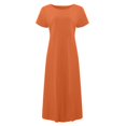 thumbnail image 4 of Kcodviy Robe Midi d'Été Confortable et Ample pour Femme avec Fente, Couleur Unie, Robe à Manches Courtes pour Femmes, Robe Longue Décontractée, 4 of 6