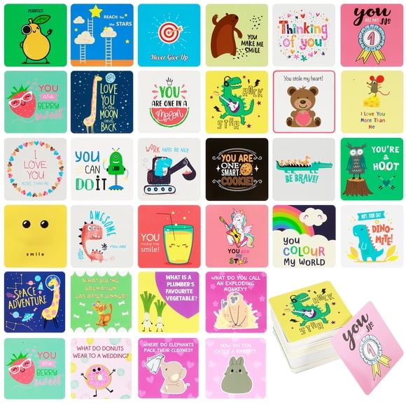 Lieonvis 180 Joke Cards for Kids - Lunchbox Notes - Inspirational Motivational Cards for Children - Jokes and Puns for Boys and Girls - Great for Parties,Schools,Bake Sales,Picnics