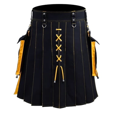 Design Sense Fashion Trend Scottish Holiday Dress Color Pleated Skirt for Men Casual Pants (Product Category Men's Casual Pants)