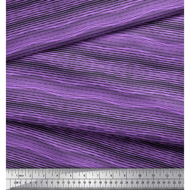 Soimoi Poly Georgette Fabric Horizontal Stripe Print Fabric by Yard 42 Inch Wide