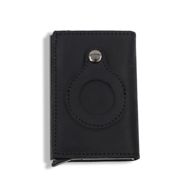 Card Holder Tracker Protector Leather Credit Slim Cash Coin Case Portable Keychain Bag Gift Work Housekeeper Accessories Brown