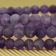 thumbnail image 3 of Bracelet Extensible Unisexe en Perles Rondes de 6 mm en Améthyste Mate Naturelle de Qualité A 7 Pouces, 3 of 4