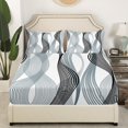 thumbnail image 3 of Erosebridal Light Blue Abstract Bed Sheets Set King Size, Chic Minimalism Bed Sheets King, Geometric Stripe Decor, 3 of 7