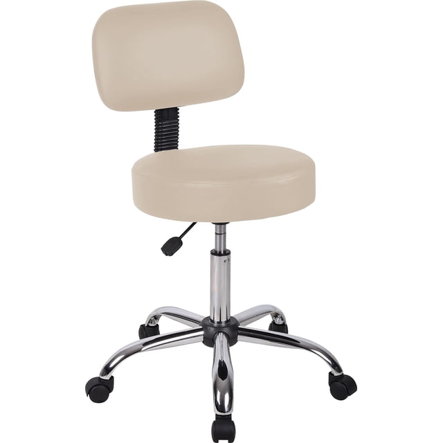 Boss Office Products Vinyl Mid-Back Medical Stool in Beige