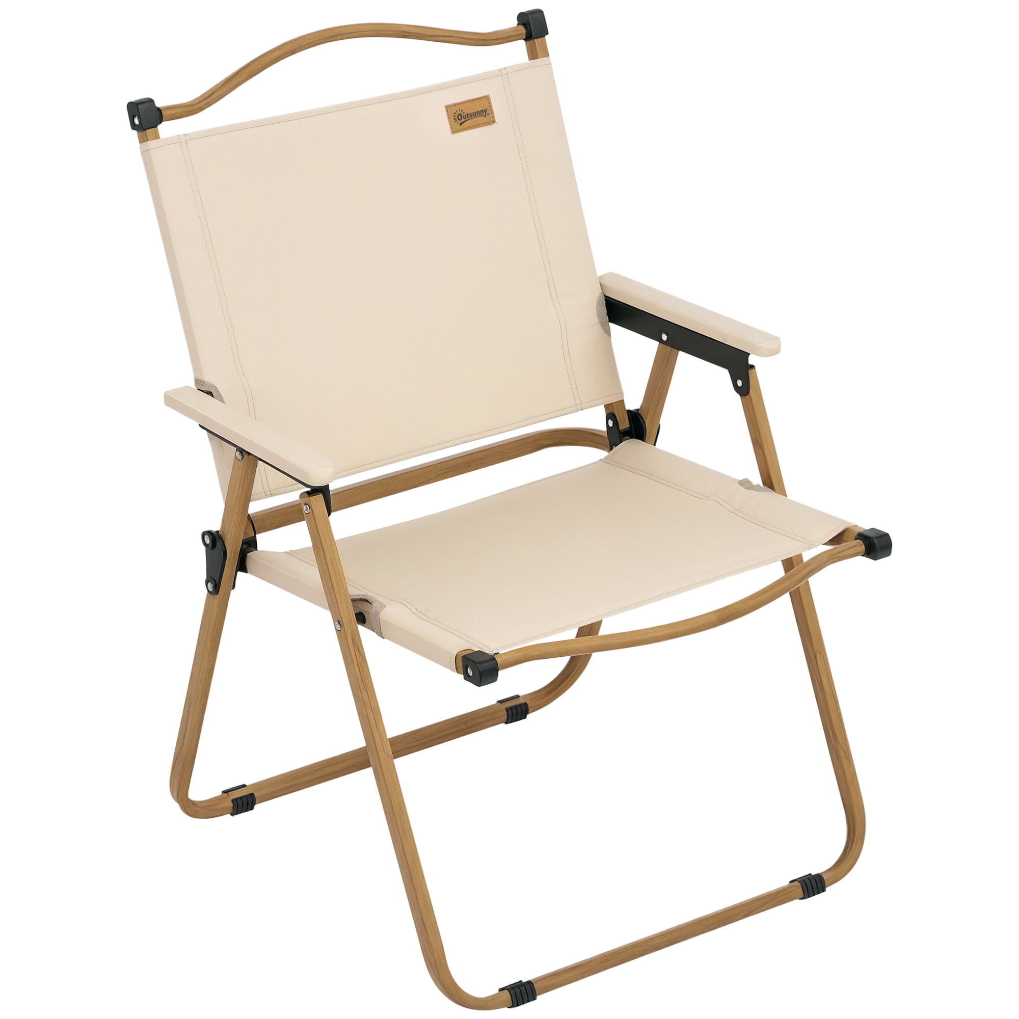 Outsunny Chaise de Camping Pliante, Fauteuil Portable, Kaki