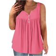thumbnail image 1 of Dealovy Plus Size Tank Tops for Women Casual Sleeveless Scoop Neck Buttons Ruched Solid Color Loose Flowy Tees, 1 of 5