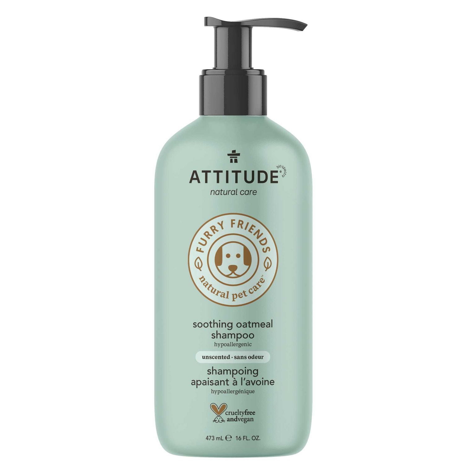 ATTITUDE Furry Friends, Shampooing, Apaisant à l'Avoine, Sans Odeur, Soins pour Animaux de Compagnie, Shampooing pour Chien, 2L