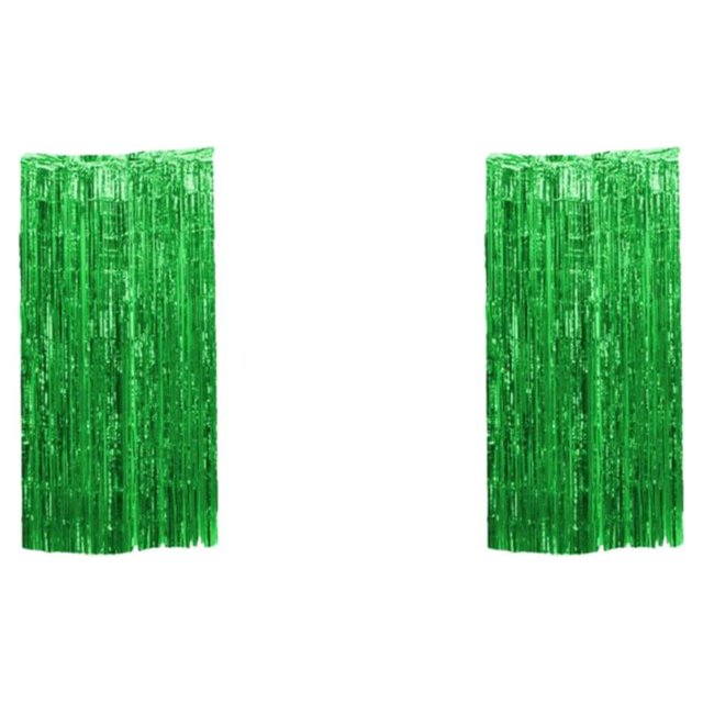 maskred Non-toxic Foil Fringe Curtain Exquisite Craft And Multiple Colors Green 3*1m 2Set