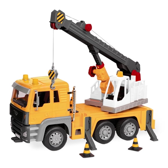 DRIVEN by Battat Crane Truck, 18 inches Large Yellow Truck Construction Toy