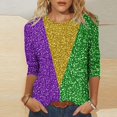 thumbnail image 2 of Penkiiy 2024 Chemise Manches 3/4 Mardi Gras Blouse Fantaisie Carnaval Masque Imprimé Tunique Thème Fête Col Rond Tee m Multicolore, 2 of 5