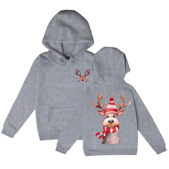 AJIWYH Girls Sweater Girl's Hoodie Long Sleeve Soft Sweatshirt Christmas Printed Hoody Kids Cute Pullovers Top Clothes for Girls Girls Hoodie Grey,4-5 Years