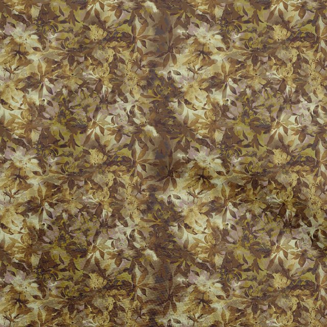 oneOone Georgette Viscose Moutarde Foncée Tissu Abstrait Robe Florale Tissu Tissu Imprimé par la Cour 42 Pouces de Large