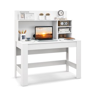 Patiojoy 48" Bureau d'ordinateur avec bibliothèque Bureau à domicile Bureau de rédaction avec des kits anti-dérapants & Gestion des câbles Trou Rustique Chêne