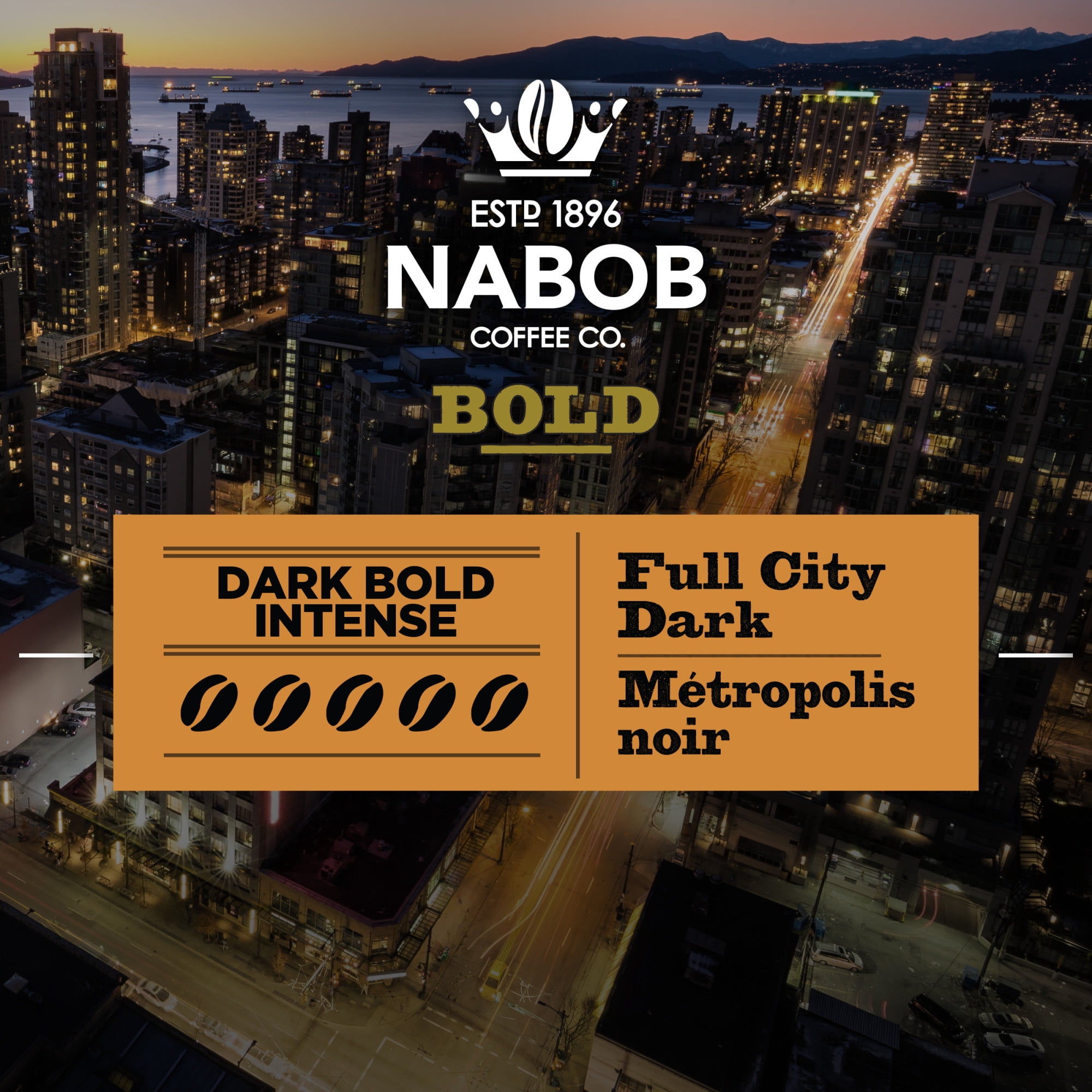 Nabob Dark Bold Roast Full City Dark Ground Coffee, 340g Canister
