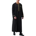 thumbnail image 4 of 2025 Men Shirts Mens Muslim Dress Muslim Mens Bodysuit Romper Robe Arab Middle Robe Casual Button Down Long Sleeve Embroidered Pocket Fresh Clean Threads Men Long Shirt Robe Coat, 4 of 7