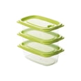 thumbnail image 2 of Czzoypi Glass Food Storage Containers Set of 3, Clear Refrigerator Storage Boxes with Locking Lids, Leakproof Stackable Meal Prep Containers for Leftovers Snacks Lunch 550ml, Green, 2 of 6