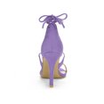 thumbnail image 2 of BLISSFUL STEP Chaussures pour Femmes Sandales à Talon Aiguille Haut à Bride Cheville à Nouer Bout Ouvert en Faux Suède Violet 9, 2 of 7