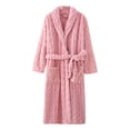 thumbnail image 2 of Gift TIMIFIS Mens Womens Robe Soft Plush Fleece Hooded Bathrobe, Full Length Long Warm Lounge Robe Spa Bath Robe with Hood With Pockets pring/Summer, 2 of 3