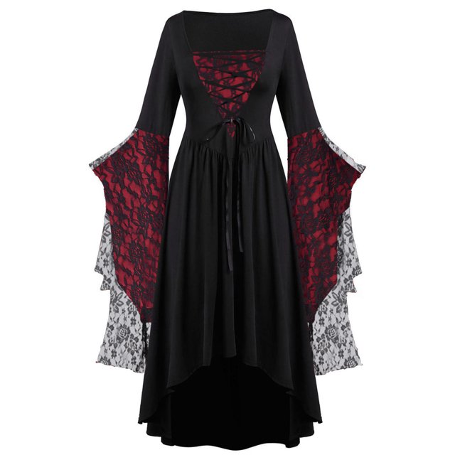 Babysbule Robe pour Femmes Liquidation Robe Vintage Classique Médiévale Longueur au Sol Renaissance Gothique à Manches Longues