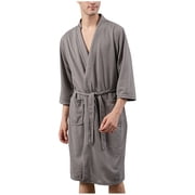 XZNGL Cardigan Bathrobe Thin Bathrobe Mens Home Clothes Bathrobe Men