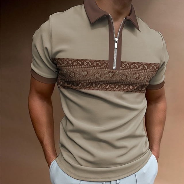 Chemises pour Hommes T-shirt à Col en V à Manches Courtes Imprimé Décontracté et à la Mode pour Hommes