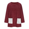 thumbnail image 4 of Yuyuzo Chandails en Molleton en Molleton pour Femmes Automne Hiver Manches Longues Col Rond avec Poches, 4 of 6