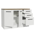 thumbnail image 3 of Madesa Hazel Kitchen Storage Buffet Base Cabinet with Adjustable Feet 47 Inch Engineered Wood Slab Doors Painted Finish Floor Mount Removable Plinth - White, 3 of 7