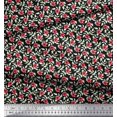 thumbnail image 2 of Soimoi Georgette Viscose Fabric Leaves & Poppy Floral Print Sewing Fabric Yard 42 Inch Wide, 2 of 6