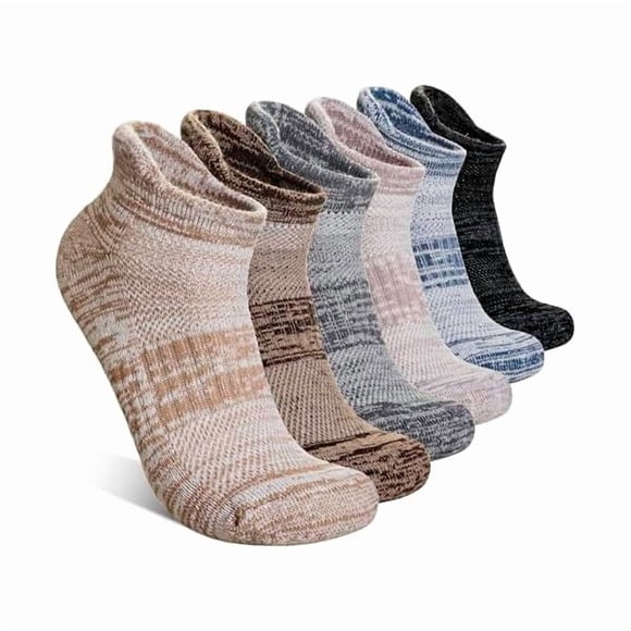 LujingZ Merino Wool Ankle Socks Running Half Cushioned Men Women Hiking Thick No Show Socks 6 Pairs