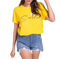 thumbnail image 3 of LUOGENLI T-shirts pour Femme pour Femmes T-shirts pour Femmes Motif Imprimé Tournesol Col Rond Manches Courtes T-Shirt Haut T-shirts pour Femmes T-shirts Graphiques T-shirts de Pêche T-shirts de la Saint-Valentin pour Femmes T-Shirt Graphique Pâques Jaune TTG, 3 of 9